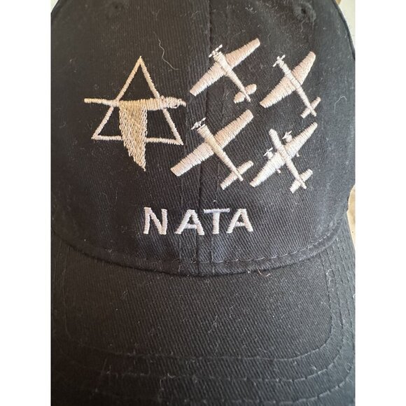 NATA Black Baseball Cap With Embroidered Airplane Design Adjustable Fit Port & C - Picture 3 of 7